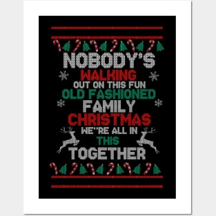 Nobody's Walking Out On This Fun Old Fashioned Christmas Knitted Ugly Sweater Texture Posters and Art